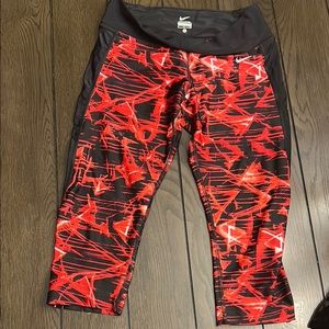 Nike Red Patterned Leggings Small